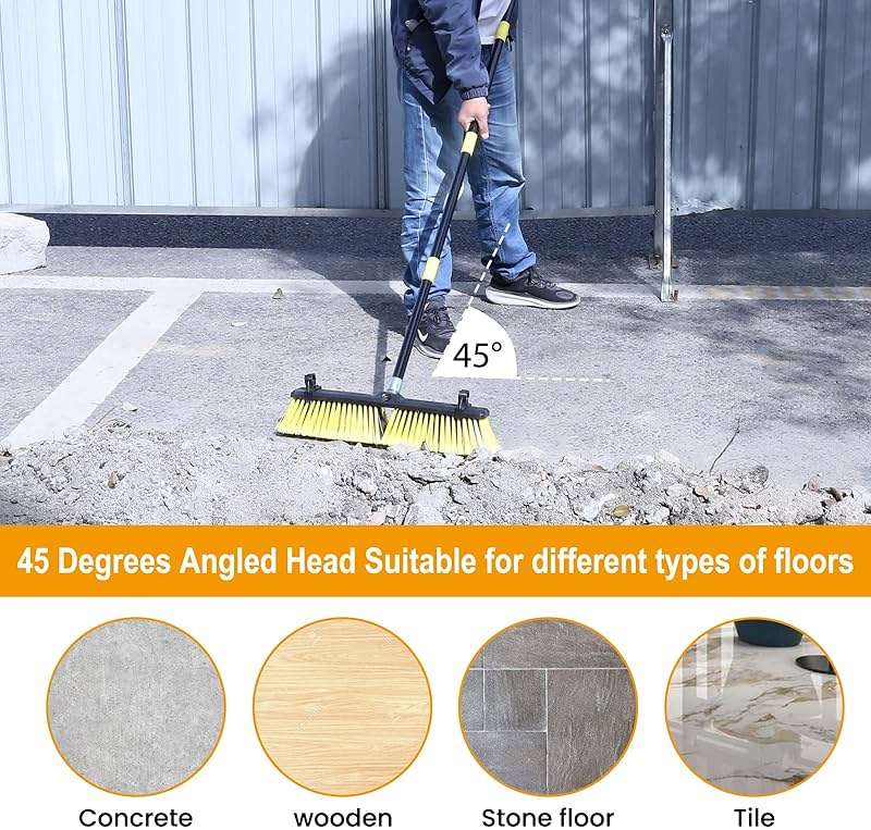 KeFanta 18 Inches Push Broom Outdoor- Heavy Duty Broom with 63" Long Handle for Deck Driveway Garage Yard Patio Warehouse Concrete Floor Cleaning - Image 8