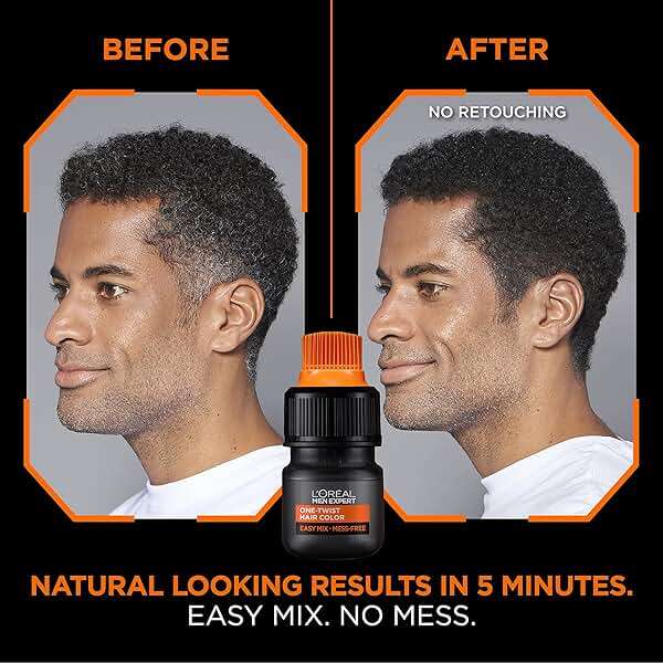L’Oreal Paris Men Expert One Twist Mess Free Permanent Hair Color, Mens Hair Dye to Cover Grays, Easy Mix Ammonia Free Application, Real Black 02, 1 Application Kit - Image 2