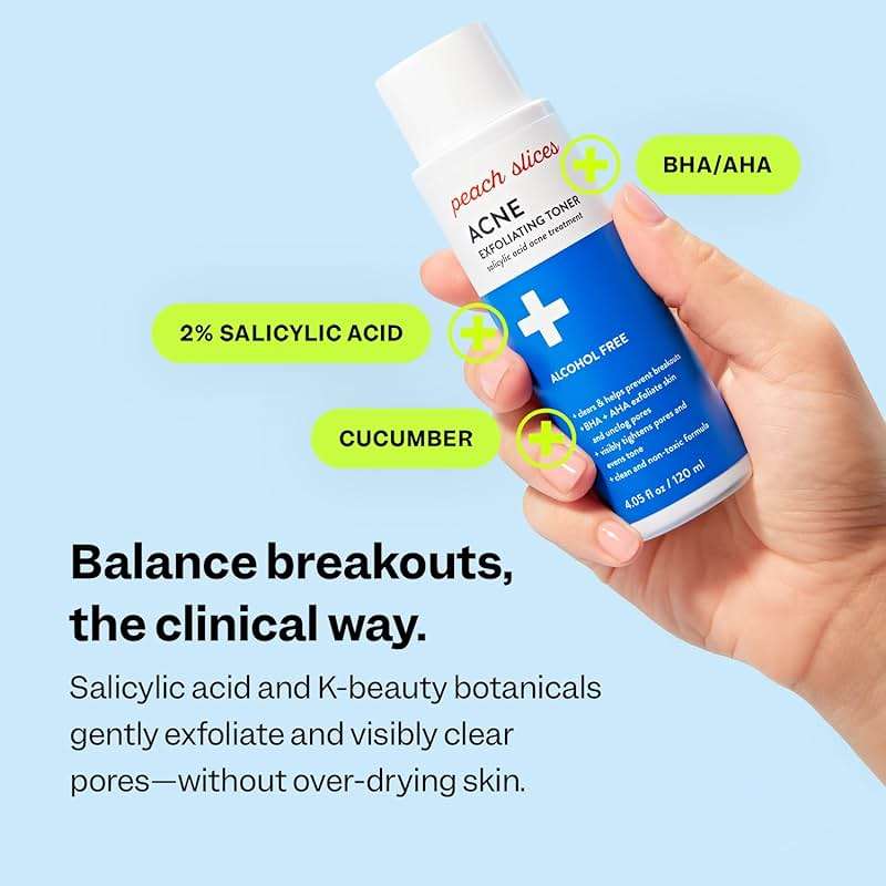 Peach Slices - Acne Exfoliating Toner (4.05 oz) - 2% Salicylic Acid Acne Treatment - Clear & Prevent Breakouts - Lactic & Glycolic Acid - Cucumber - Vegan, Cruelty Free, Korean Skin Care & Beauty - Image 3