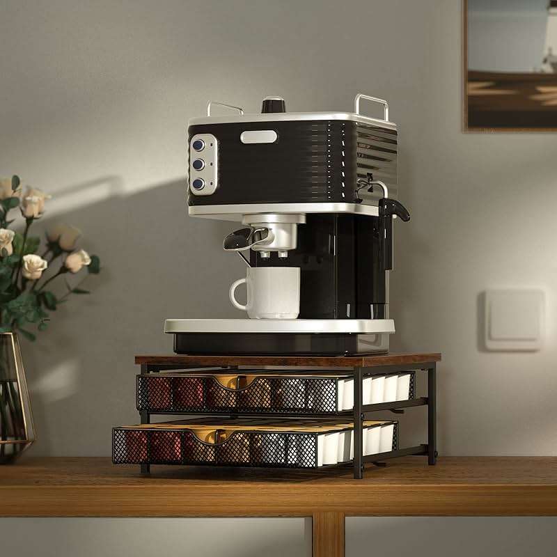 Coffee Pod Drawer Holder Capsule Storage Organizer 2 Tier Coffee Pods Holder With Sliding Baskets for 72 Capacity K Pod, Suit for Home Office Cafe Counter (Black) - Image 2