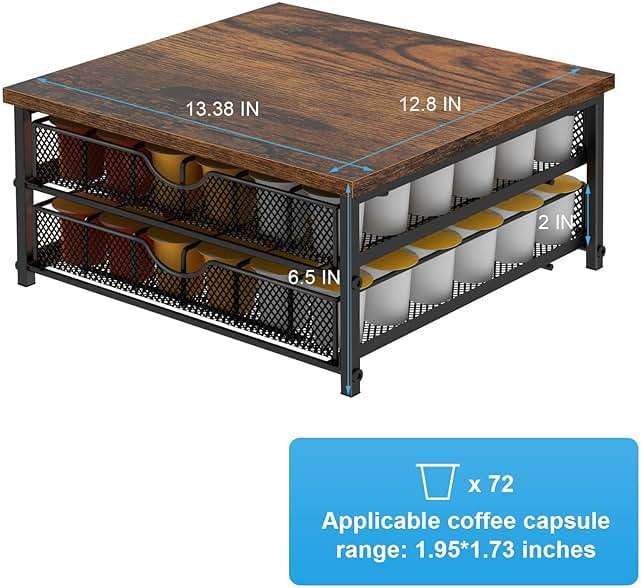 Coffee Pod Drawer Holder Capsule Storage Organizer 2 Tier Coffee Pods Holder With Sliding Baskets for 72 Capacity K Pod, Suit for Home Office Cafe Counter (Black) - Image 3