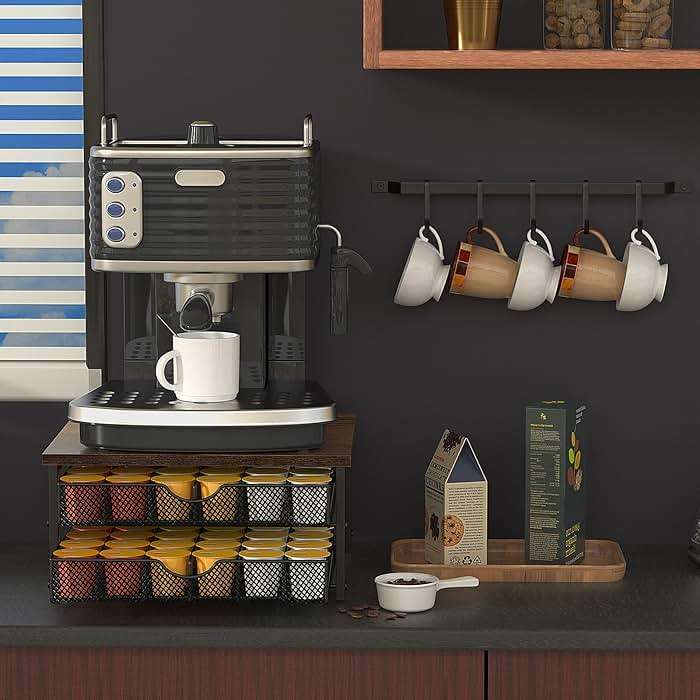 Coffee Pod Drawer Holder Capsule Storage Organizer 2 Tier Coffee Pods Holder With Sliding Baskets for 72 Capacity K Pod, Suit for Home Office Cafe Counter (Black) - Image 7