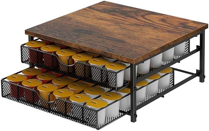 Coffee Pod Drawer Holder Capsule Storage Organizer 2 Tier Coffee Pods Holder With Sliding Baskets for 72 Capacity K Pod, Suit for Home Office Cafe Counter (Black) - Image 8
