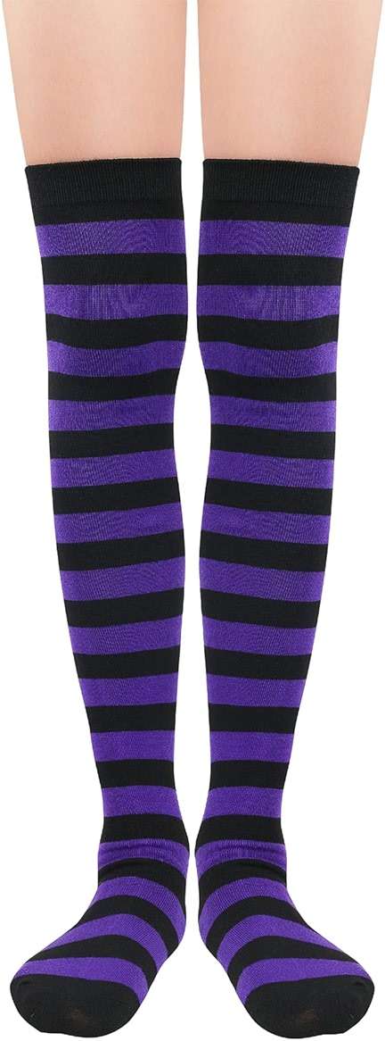 Zando Womens Thigh High Socks Striped High Knee Socks Knee High Socks for Cosplay Long Socks Over the Knee Leg Warmers - Image 1