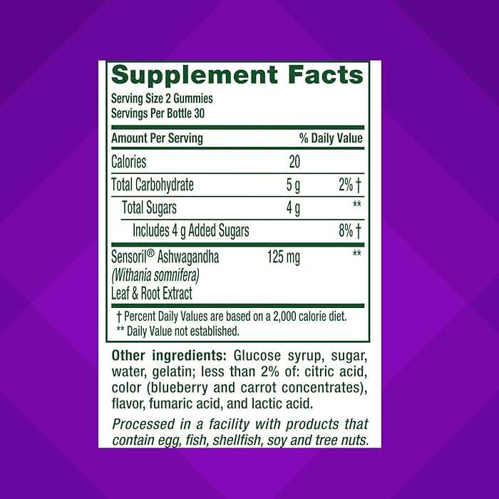 Vitafusion Ashwagandha Gummies –Clinically Shown Adaptogen Sensoril Ashwagandha 125mg Per Serving – Help Manage Stress – Chewable Gummy Vitamins/ Alternative to Liquid Capsules Drops Powder, 60 Count - Image 4