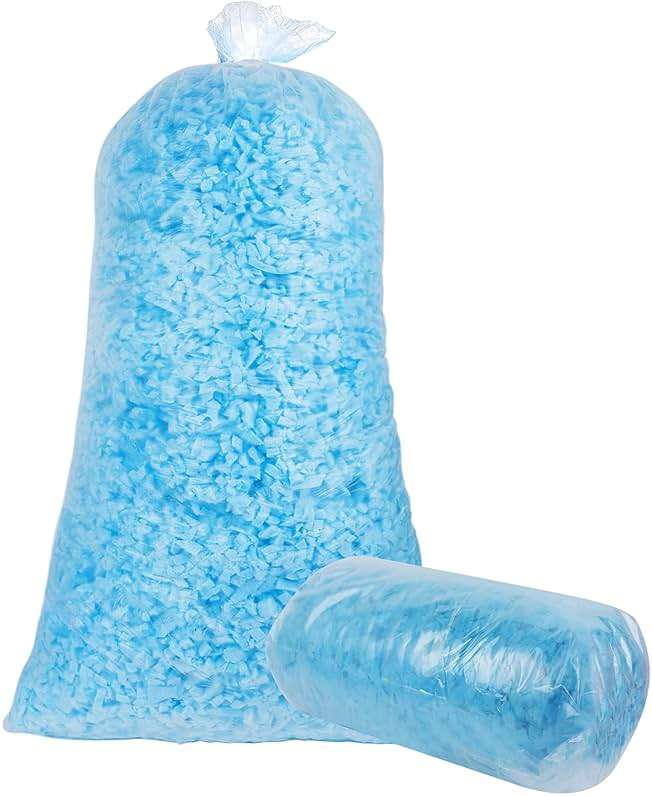 DR.DUDU 5lbs Shredded Memory Foam Filling for Bean Bag Filler, Soft and Convenient Pillow Stuffing Foam for Couch Cushion Dog Bed Chair Arts Crafts, Added Gel Particles (Blue) - Image 1