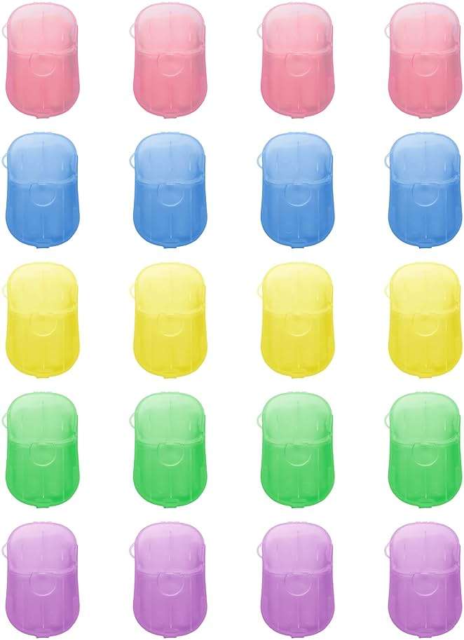 DF DUALFERV Paper Hand Soap Sheets for Traveling, 20 Pack (400 Sheets) Mini Portable Hand Soap Sheets, Scented Disposable Soap Sheet, Colorful Camping Soap Sheets, Travel Soap Sheets for Hand Washing - Image 1