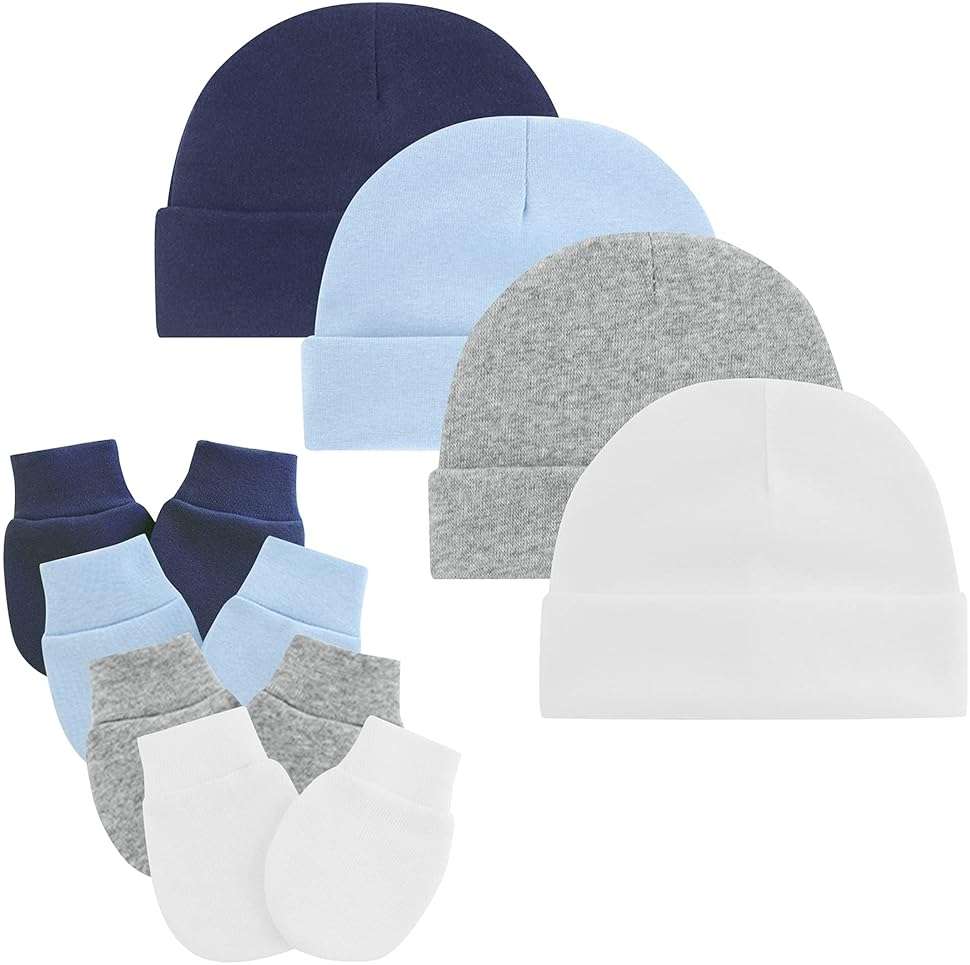 Zando Baby Hats and Mittens Newborn Hospital Hat Essentials Warm Knit Beanie Safety Anti-Scratch for Boys Girls 0-6M - Image 1