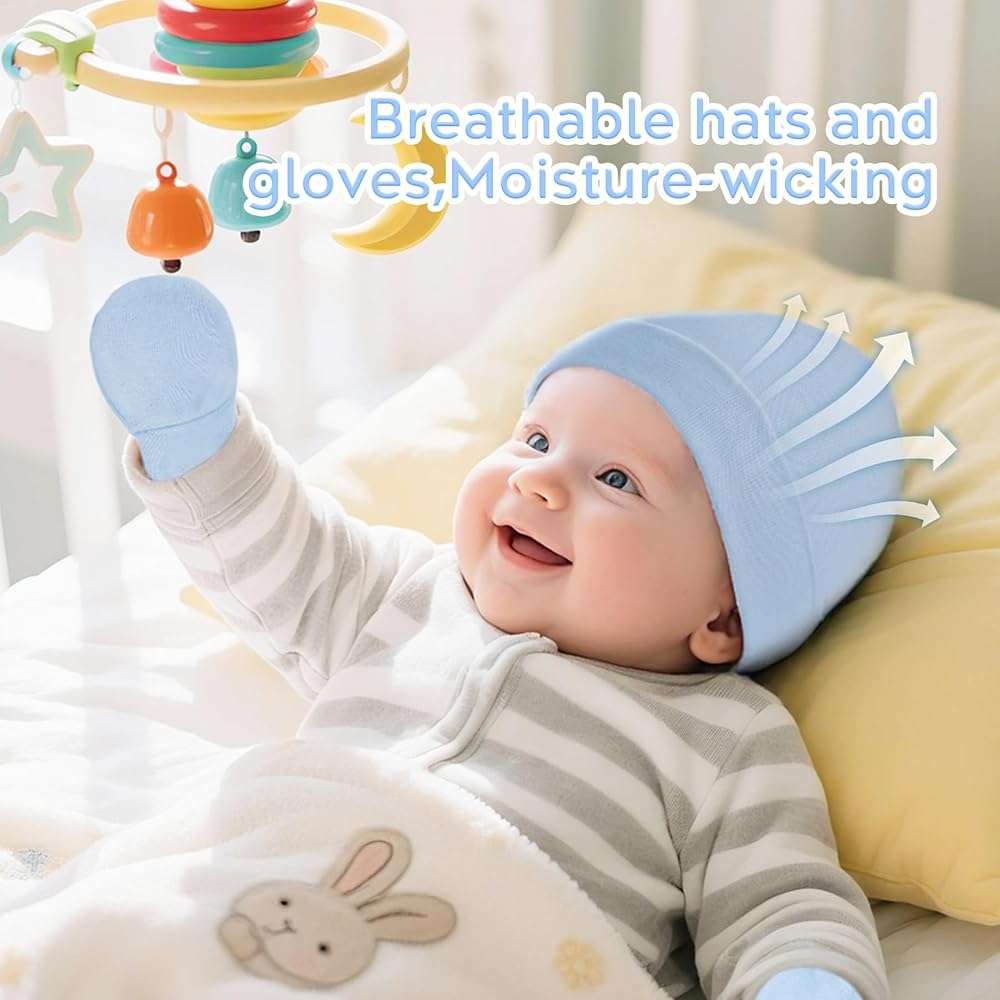 Zando Baby Hats and Mittens Newborn Hospital Hat Essentials Warm Knit Beanie Safety Anti-Scratch for Boys Girls 0-6M - Image 4