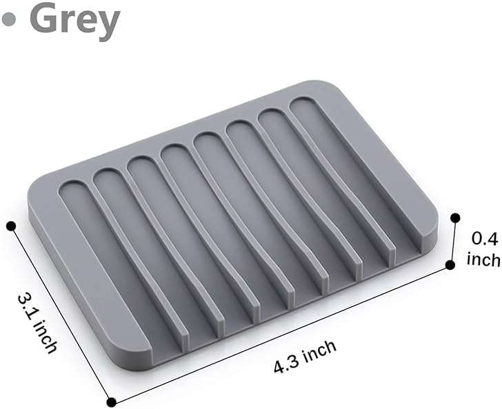 Self Draining Soap Dishes, 3 Pcs Silicone Soap Saver, Waterfall Drainer Soap Holder for Bathroom, Extend Soap Life, Keep Soap Bars Dry Clean & Easy Cleaning (White, Gray, Teal) - Image 2