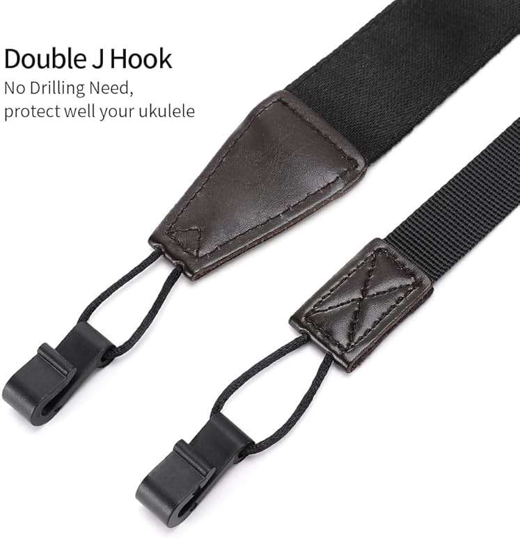Eyeshot Ukulele Strap No Drill, Adjustable Double J Hook Clip on Uke Shoulder Strap, Hawaiian Jacquard Blue Flower Hands Free Ukelele Strap, Easy to Use and Fit Most Standard Uke Sizes - Image 6