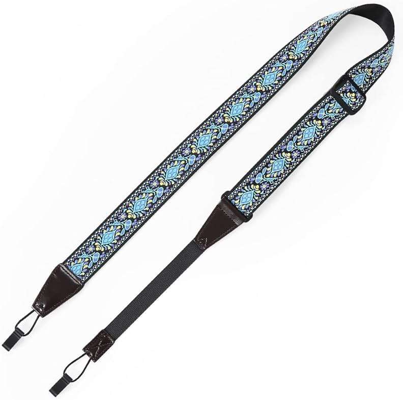 Eyeshot Ukulele Strap No Drill, Adjustable Double J Hook Clip on Uke Shoulder Strap, Hawaiian Jacquard Blue Flower Hands Free Ukelele Strap, Easy to Use and Fit Most Standard Uke Sizes - Image 7