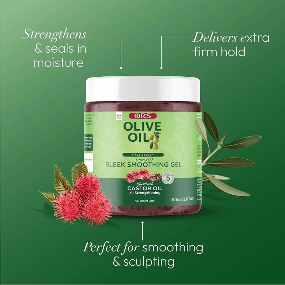 ORS Olive Oil Style & Sculpt Ultra HD Sleek Smoothing Gel with Castor Oil 20 Ounces - Image 4