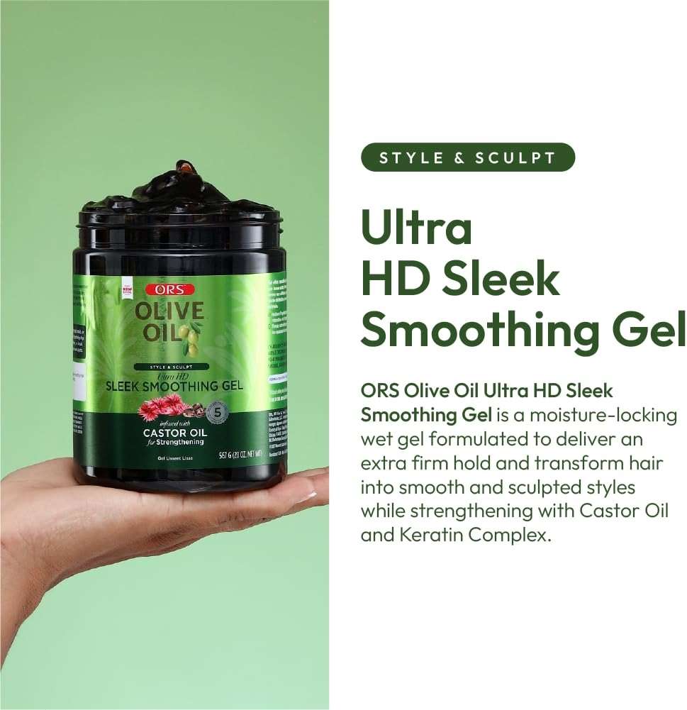 ORS Olive Oil Style & Sculpt Ultra HD Sleek Smoothing Gel with Castor Oil 20 Ounces - Image 5