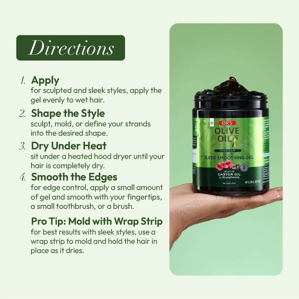 ORS Olive Oil Style & Sculpt Ultra HD Sleek Smoothing Gel with Castor Oil 20 Ounces - Image 8