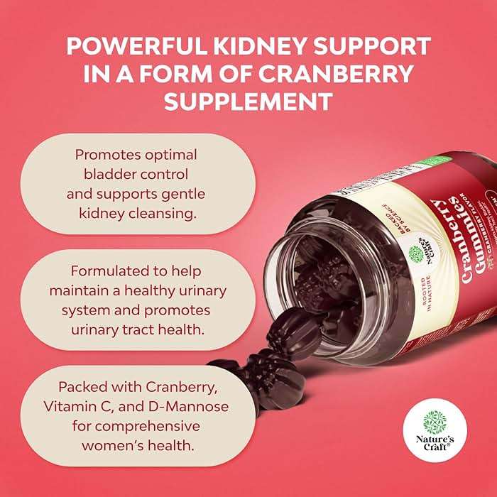 Natural Cranberry Gummies for Women and Men - Extra Strength Delicious Antioxidant Cranberry Chews for Urinary Tract Health - Kidney & Bladder Support with Immune Health - Vegan & Gluten Free - 60 Ct - Image 3
