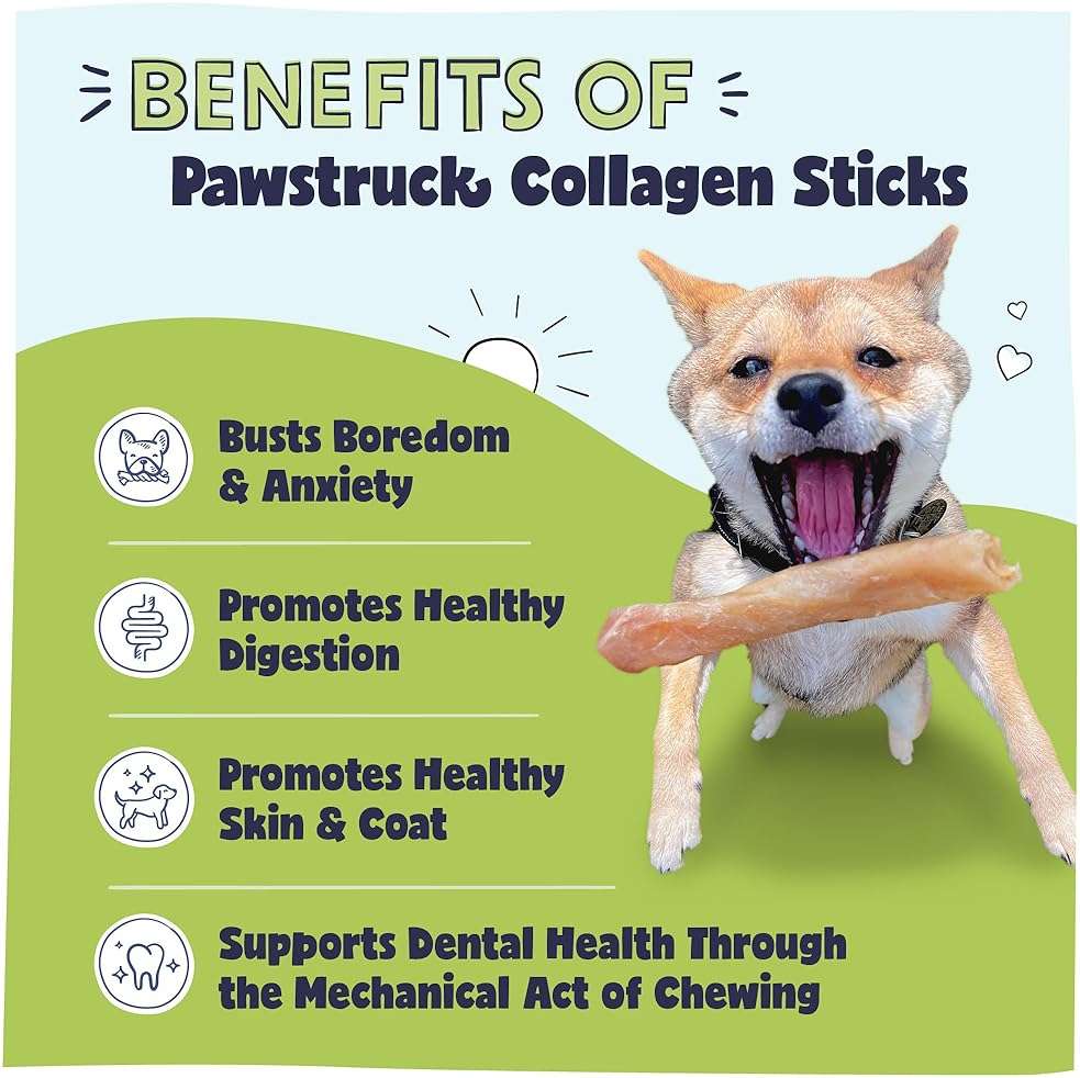 Pawstruck Natural 5-7" Beef Collagen Sticks for Dogs – Long-Lasting Rawhide Alternative, High Protein & Low Fat with Chondroitin & Glucosamine – 5 Pack - Image 2