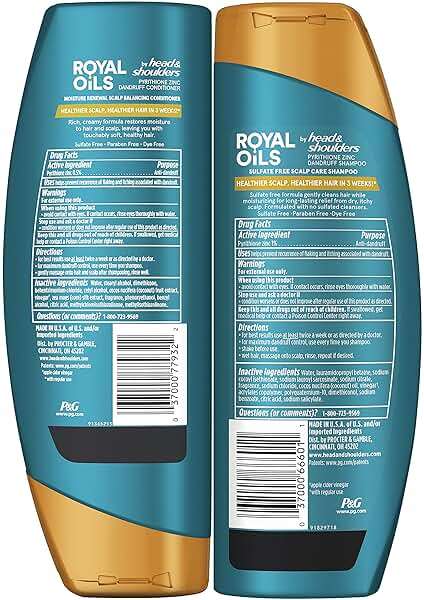 Head & Shoulders Royal Oils Shampoo and Conditioner Set, 1% Pyrithione Zinc, Scalp Care & Hydration, Moisture Renewal Conditioner + Anti-Dandruff Shampoo, 12.8 fl oz Each - Image 5