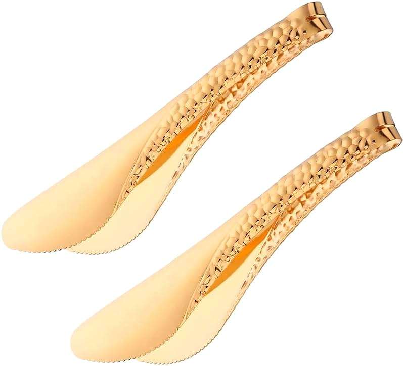 2 Pack 8 Inch Gold Salad Tongs Serving Tongs 8 Inch Stainless Steel Cooking Utensils Non-slip & Easy Grip Metal Tongs Small Tongs for Serving Appetizers Buffet Dessert Table - Image 1