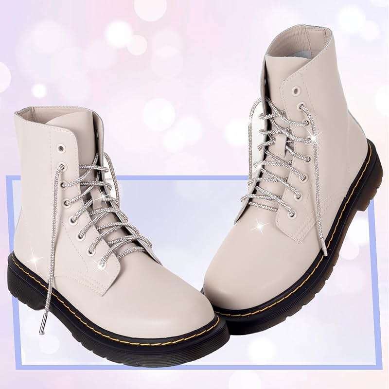 PAGOW 1 Pair Rhinestone Shoe Laces, Round Glitter ShoeLaces for Sneakers, Crystal Bling Diamond Rope Shoe Strings - Image 4
