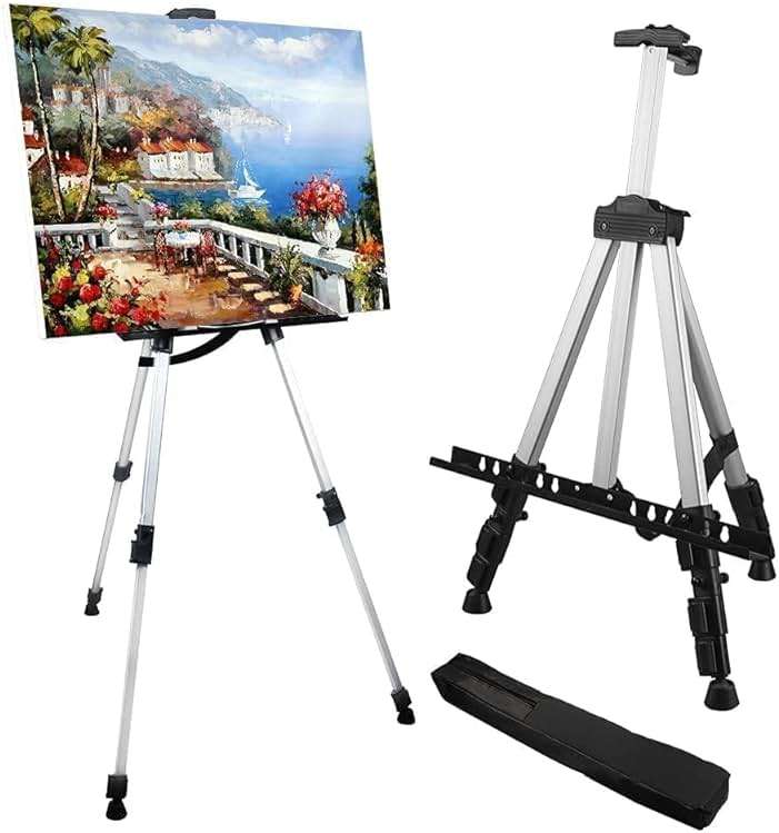 Art Easel Stand for Painting and Sign - RRFTOK 17 to 66 Inch Adjustable Aluminum Tripod Easels for Display, Portable Canvas and Poster Stand with Carry Bag for Beginners, Students and Classroom Use - Image 1