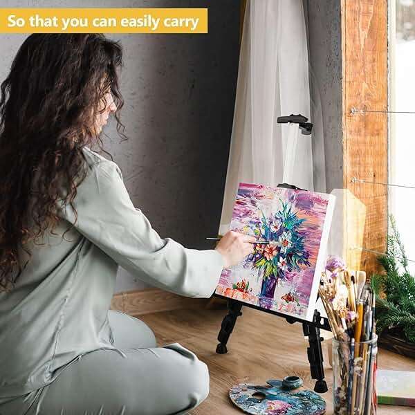Art Easel Stand for Painting and Sign - RRFTOK 17 to 66 Inch Adjustable Aluminum Tripod Easels for Display, Portable Canvas and Poster Stand with Carry Bag for Beginners, Students and Classroom Use - Image 2