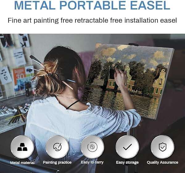 Art Easel Stand for Painting and Sign - RRFTOK 17 to 66 Inch Adjustable Aluminum Tripod Easels for Display, Portable Canvas and Poster Stand with Carry Bag for Beginners, Students and Classroom Use - Image 4