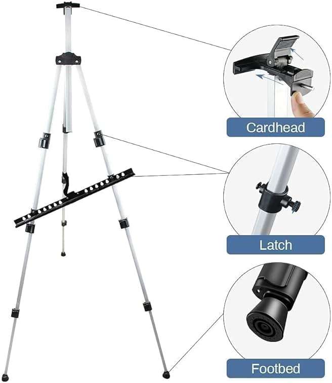 Art Easel Stand for Painting and Sign - RRFTOK 17 to 66 Inch Adjustable Aluminum Tripod Easels for Display, Portable Canvas and Poster Stand with Carry Bag for Beginners, Students and Classroom Use - Image 6