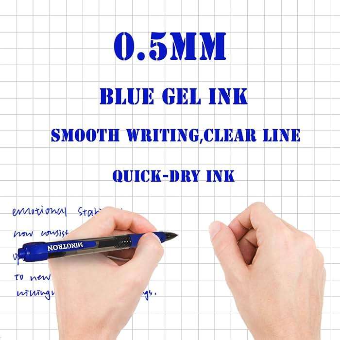 mingtron Gel pens, 30 Pack Blue Pens Fine Point, No Smear Ink Pens for Left Hand, Click Pens Bulk, Retractable Rollerball Pens for Smooth Writing, 0.5MM, Navy Blue Ink - Image 4