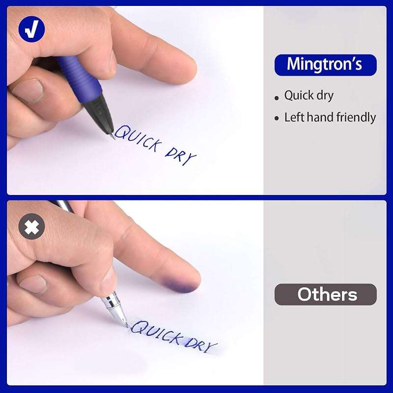 mingtron Gel pens, 30 Pack Blue Pens Fine Point, No Smear Ink Pens for Left Hand, Click Pens Bulk, Retractable Rollerball Pens for Smooth Writing, 0.5MM, Navy Blue Ink - Image 5
