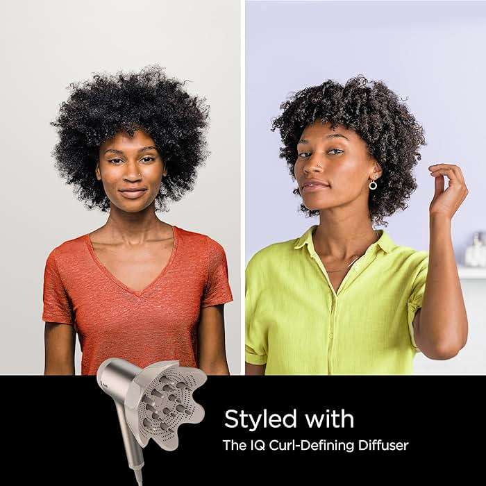 Shark HD113BRN Hair Blow Dryer HyperAIR Fast-Drying with IQ 2-in-1 Concentrator and Curl-Defining Diffuser Attachments, Auto Presets, Ionic, Styling Tools, No Heat Damage, Extendable Prongs, Stone - Image 6