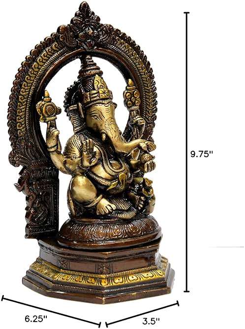 eSplanade Brass Ganesh Ganesha Ganpati Vinayak Showpiece | Murti Idol Statue Sculpture - 9.75" Inches - Multi - Image 2
