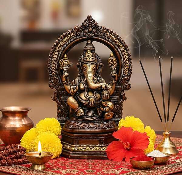 eSplanade Brass Ganesh Ganesha Ganpati Vinayak Showpiece | Murti Idol Statue Sculpture - 9.75" Inches - Multi - Image 4