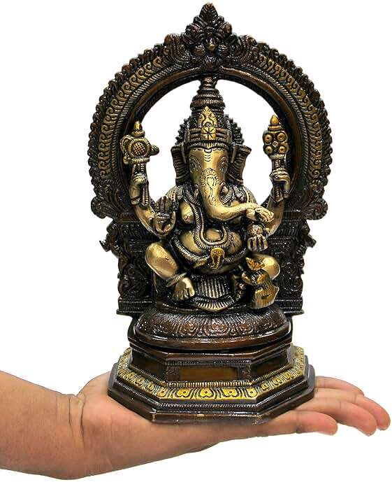 eSplanade Brass Ganesh Ganesha Ganpati Vinayak Showpiece | Murti Idol Statue Sculpture - 9.75" Inches - Multi - Image 7