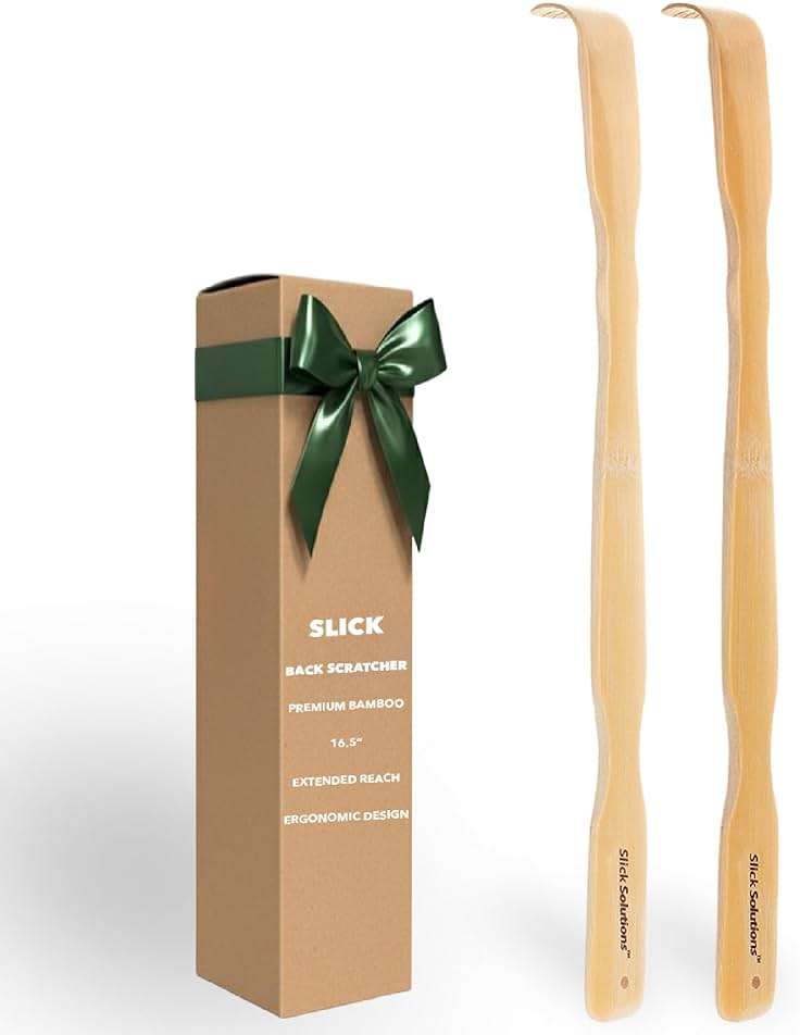 Slick- Bamboo Back Scratcher, 16.5”, 2 Pack, Wooden Back Scratcher Long Handle for Men and Women - Image 1