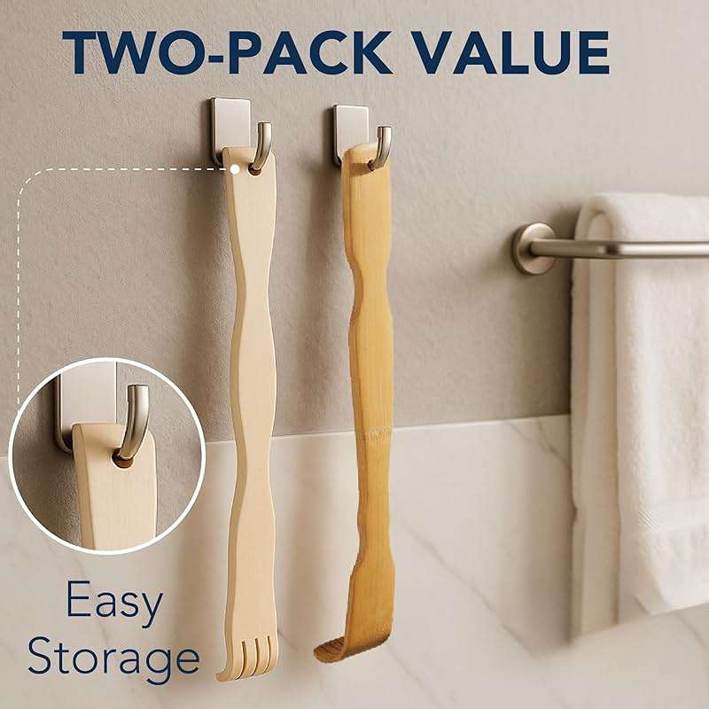 Slick- Bamboo Back Scratcher, 16.5”, 2 Pack, Wooden Back Scratcher Long Handle for Men and Women - Image 4