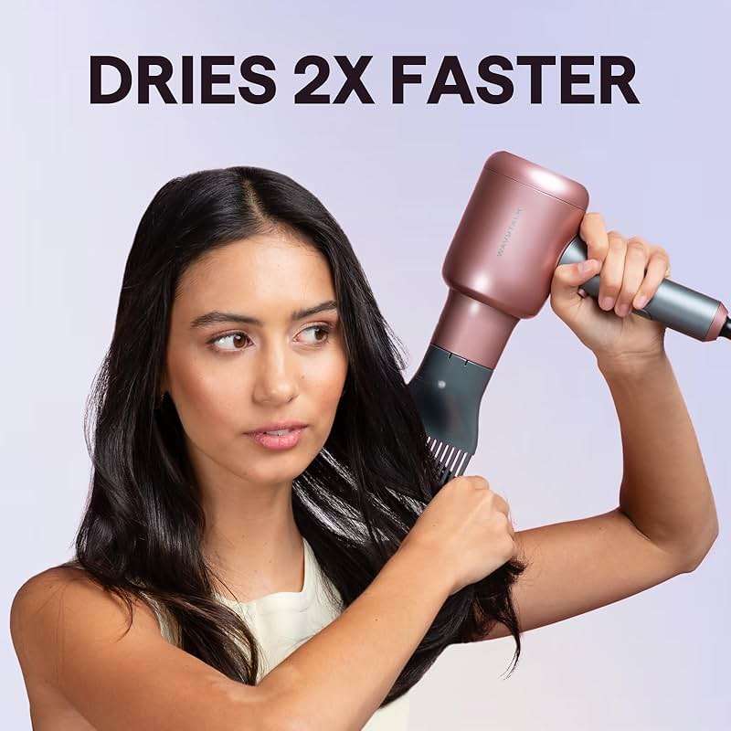 Wavytalk Hair Dryer, Blown Away Ionic Hair Dryer for Curly Hair with Diffuser, 1875W Fast Drying Blow Dryer with Ceramic Technology, 3 Attachments for All Hair Types, Light and Quiet, Rose Gold - Image 2