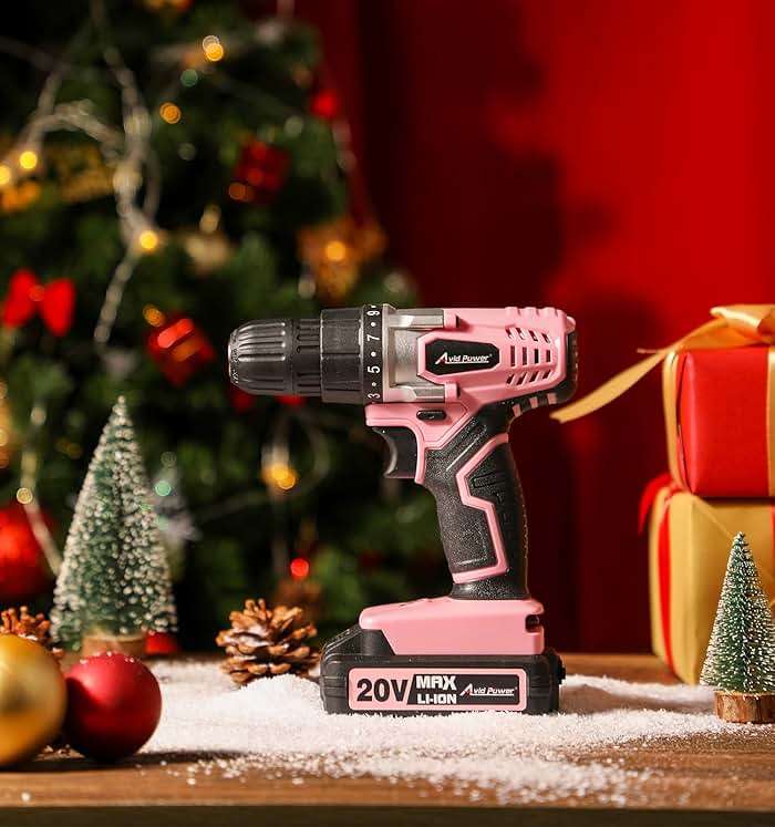 AVID POWER 20V Cordless Drill Set for Home DIY & Beginner Projects - Lightweight Power Drill with Battery Charger & 22 Bits, Variable Speed, 3/8" Keyless Chuck, Ideal for Furniture Assembly (Pink) - Image 8