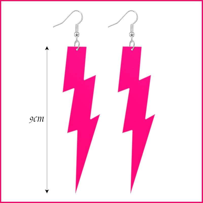 Hicarer 3 Pair 80s 90s Neon Earrings Lightning Earrings for Women Fluorescent Jewelry Accessories Acrylic Drop for Glow Women 80s Theme Party Outfit, 4.13 Inch - Image 2