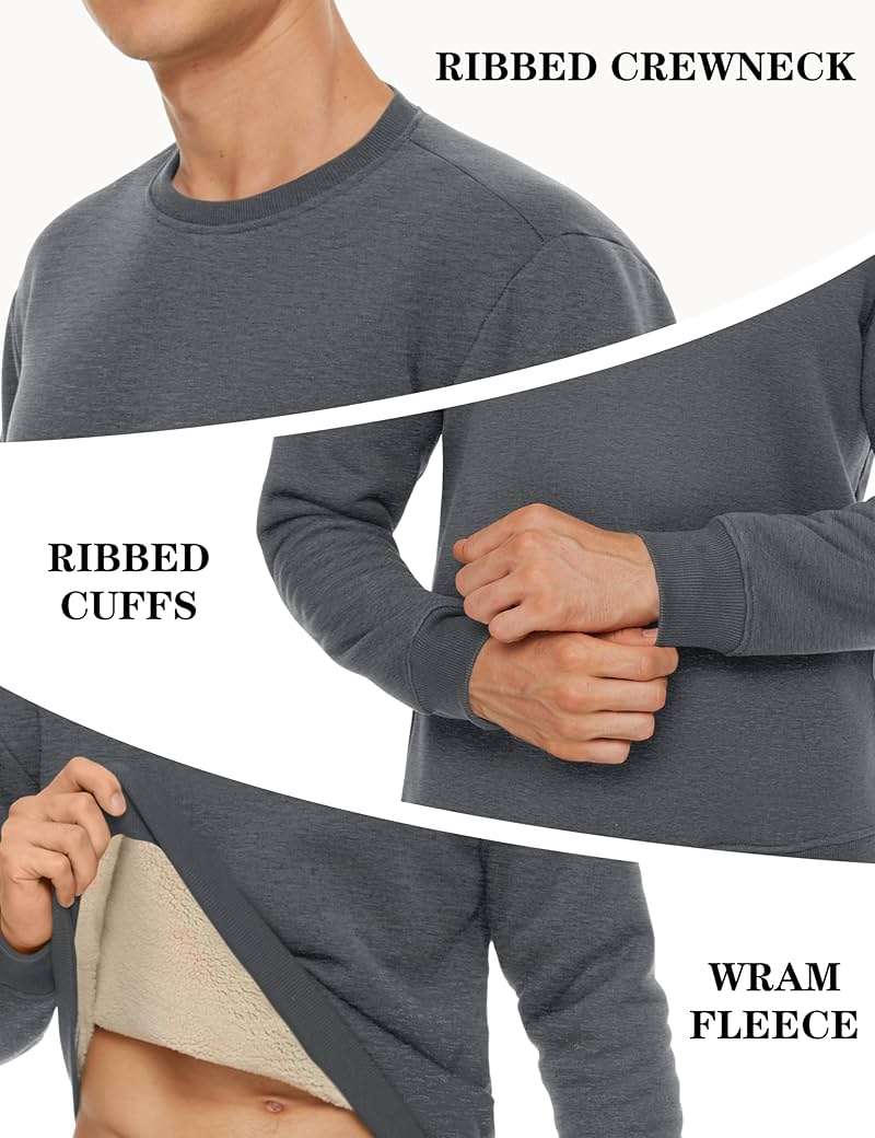 TACVASEN Men's Crewneck Sweatshirt Warm Sherpa Lined Thermal Sweatshirts Heavyweight Long Sleeve Winter Fleece Pullover Shirt - Image 5