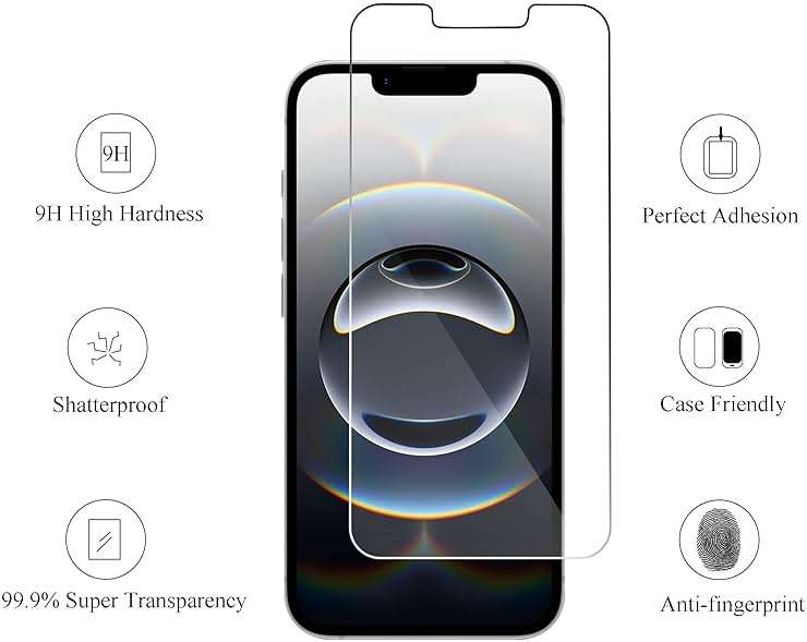 Ailun Screen Protector for iPhone 17e / iPhone 16e / iPhone 14 / iPhone 13 / iPhone 13 Pro [6.1 Inch] Display 3 Pack Tempered Glass, Case Friendly [Not for iPhone 16 6.1 Inch] - Image 2