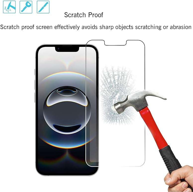 Ailun Screen Protector for iPhone 17e / iPhone 16e / iPhone 14 / iPhone 13 / iPhone 13 Pro [6.1 Inch] Display 3 Pack Tempered Glass, Case Friendly [Not for iPhone 16 6.1 Inch] - Image 3