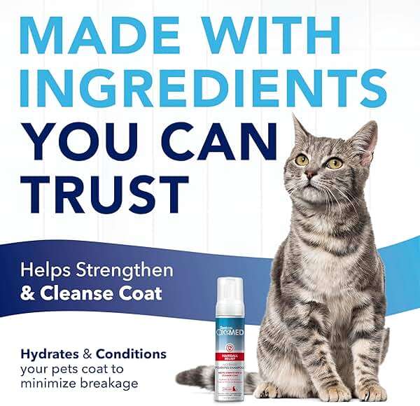 TropiClean Oxymed Waterless Cat Shampoo and Conditioner | A No-Rinse Cat Wash for Hairball Relief | 7.4 oz - Image 4
