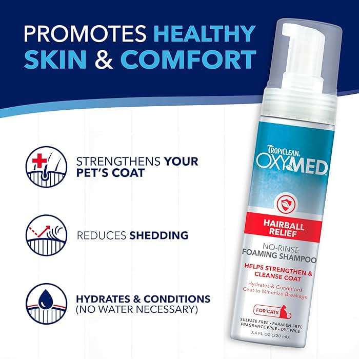 TropiClean Oxymed Waterless Cat Shampoo and Conditioner | A No-Rinse Cat Wash for Hairball Relief | 7.4 oz - Image 6