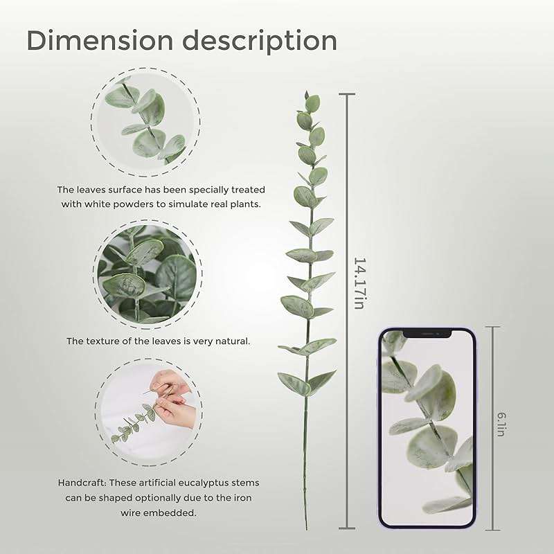 Tiyard 18pcs Eucalyptus Stems Artificial Eucalyptus Leaves Stems Artificial Fake Flowers for Home Office Flowers Bouquet Centerpiece Wedding Decoration Christmas Decor 2025 - Image 3