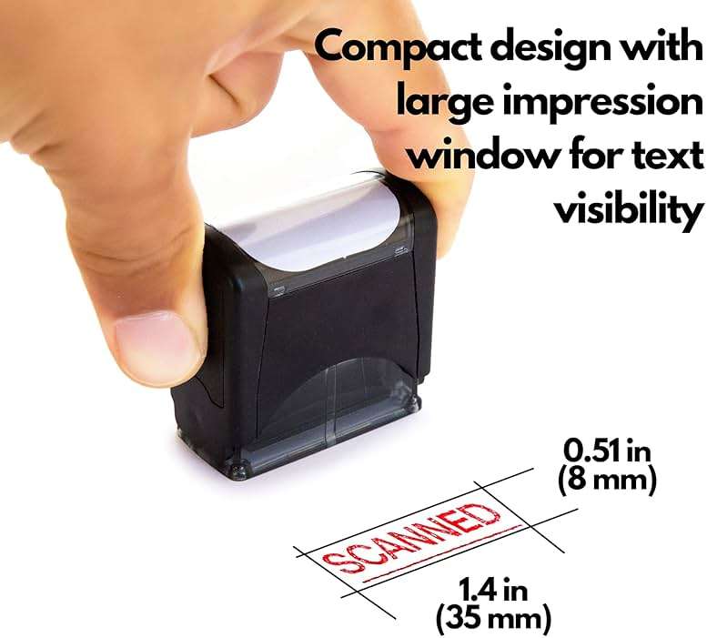 Self Inking Rubber Stamp, Refillable Red Ink Preinstalled - 1.4" x 0.51" X (35 x 8mm) (Scanned) - Image 5