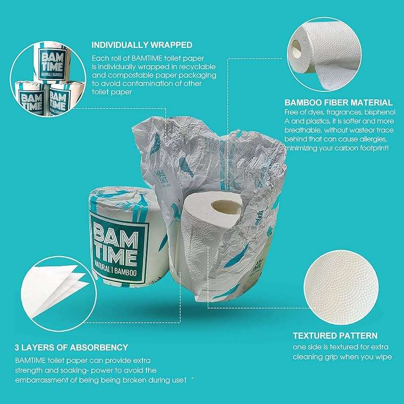 Toilet Paper, 100% 3ply Bamboo Toilet Paper, 24 Rolls, 300 sheets, 7200 Count, pack of 24, plastic free, Tree free, Biodegradable - Image 3
