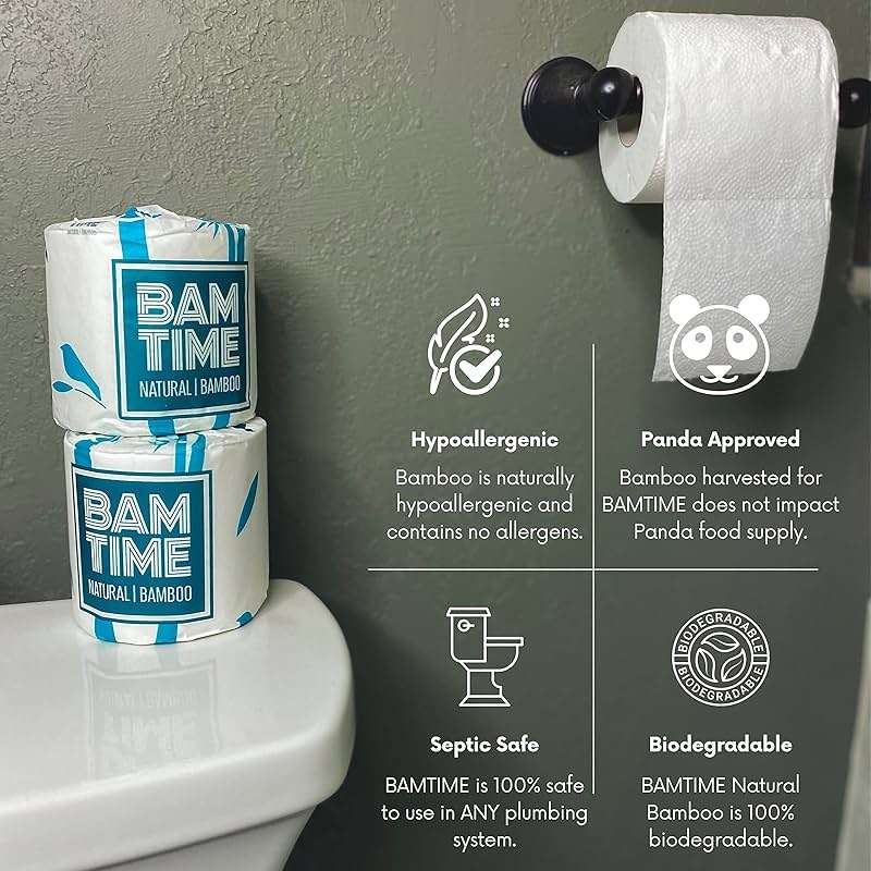 Toilet Paper, 100% 3ply Bamboo Toilet Paper, 24 Rolls, 300 sheets, 7200 Count, pack of 24, plastic free, Tree free, Biodegradable - Image 4