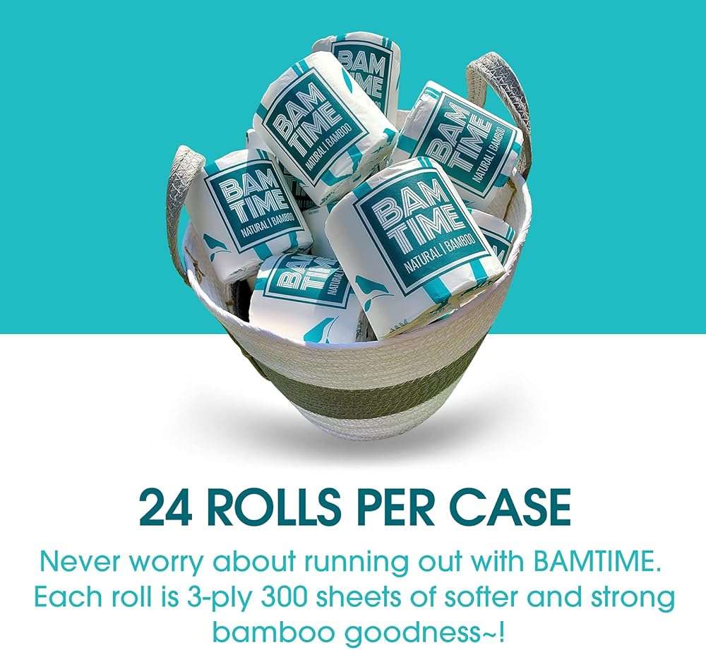 Toilet Paper, 100% 3ply Bamboo Toilet Paper, 24 Rolls, 300 sheets, 7200 Count, pack of 24, plastic free, Tree free, Biodegradable - Image 8