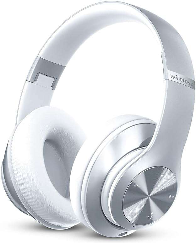 Headphones Wireless Bluetooth,60 Hours Playtime Foldable Lightweight Bluetooth Headphones Wireless Over Ear Wired Hi-Fi Stereo with 6 EQ Modes, Deep Bass Adjustable Headset with Mic, FM, TF for Adults - Image 1